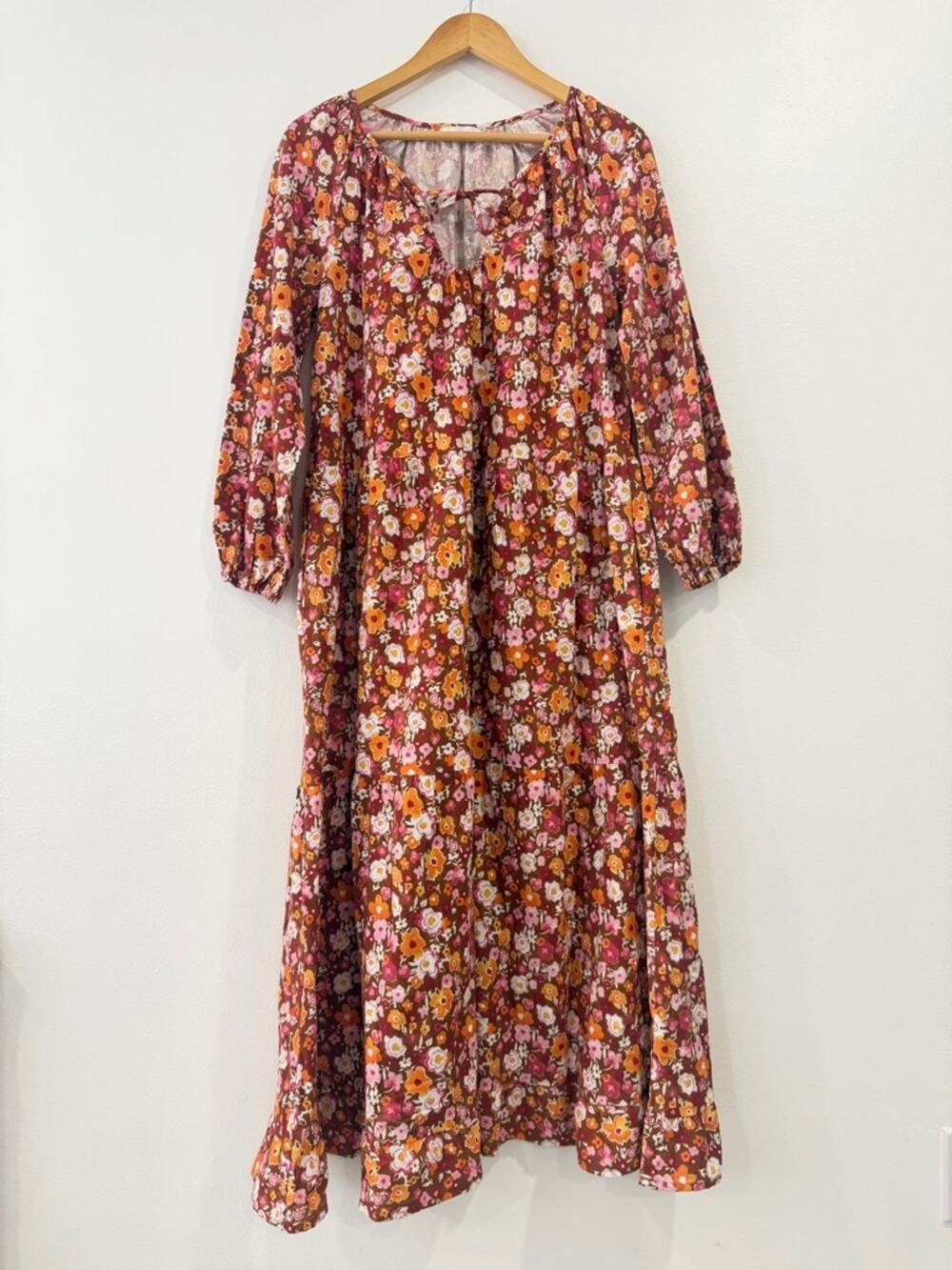 Lacausa Berkeley Floral Oversized Cotton Maxi Midi Dress XS Cottagecore